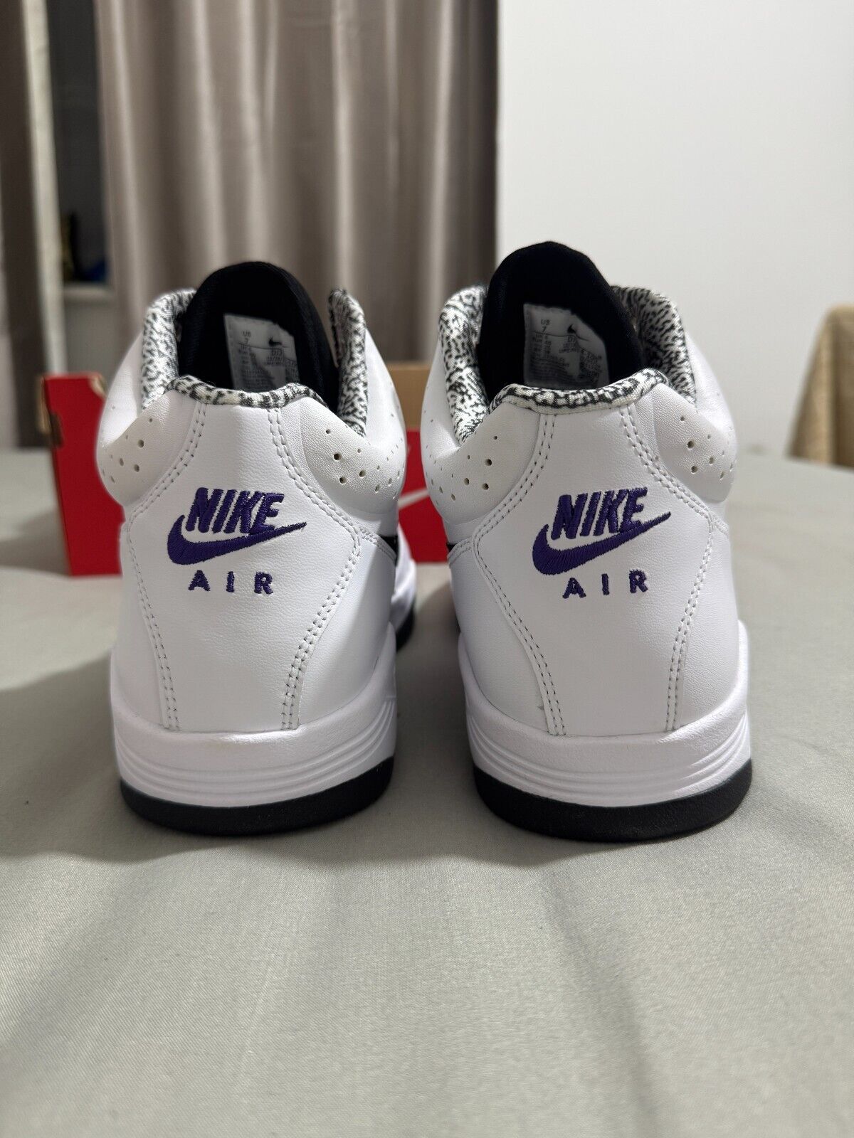 Nike Air Flight Lite Mid Men Trainers Size UK 6 White Black Leather Shoes New