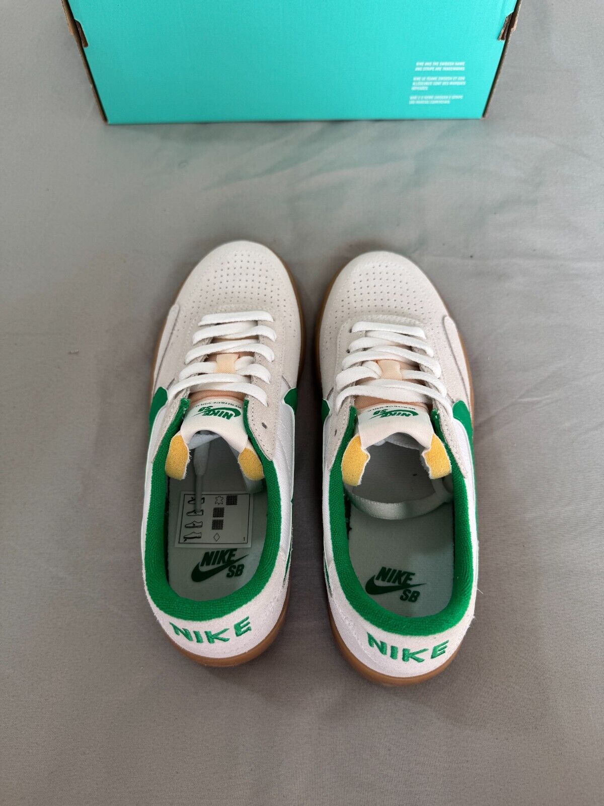 Nike SB Heritage Vulc Men Trainers Size UK 4 Lucky Green White Skateboarding New