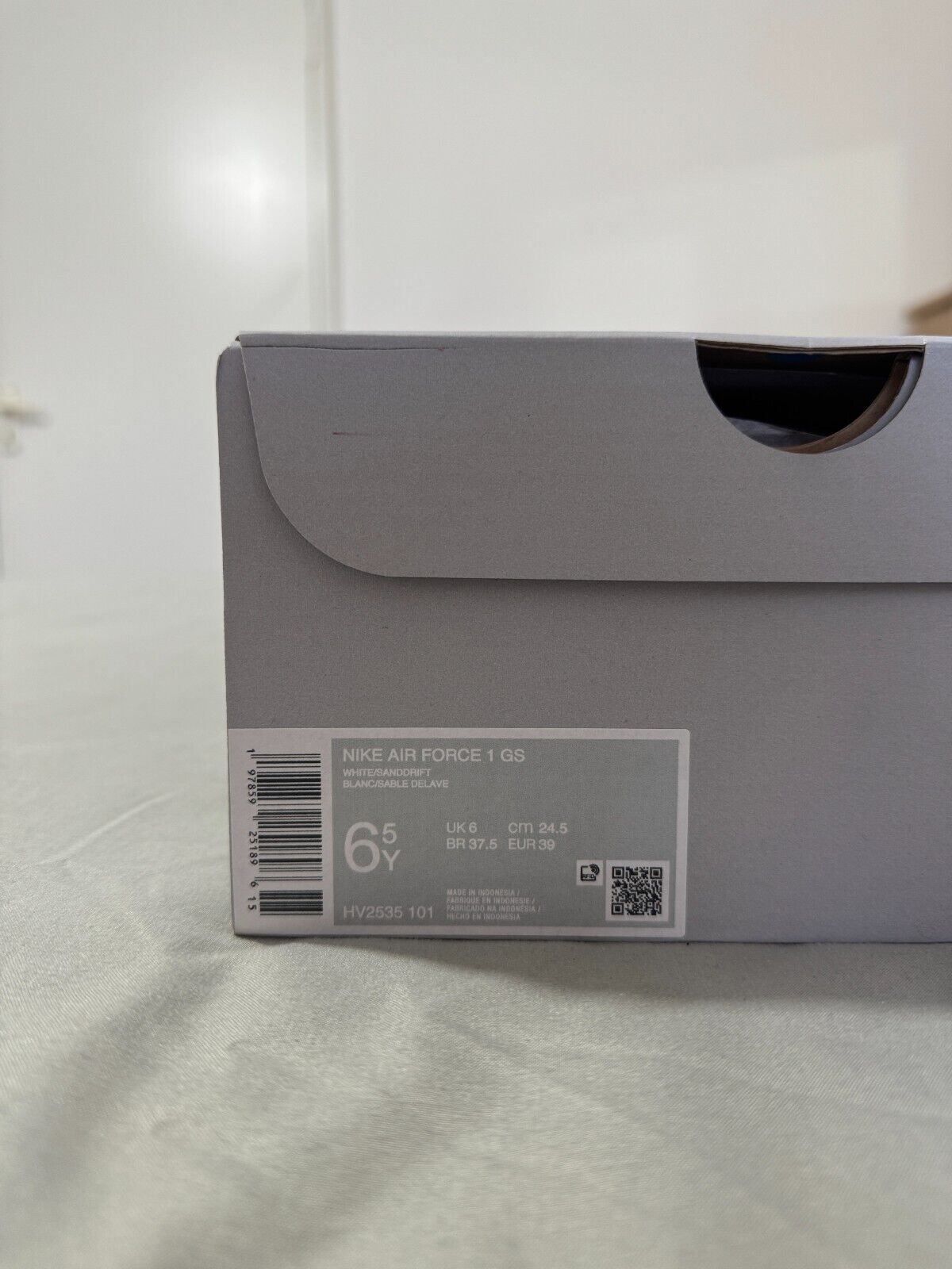 Nike Air Force 1 GS Trainers Size UK 6 White Sand Drift Leather Shoes BNIB