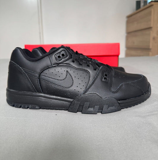 Nike Cross Trainers Low Men Sneaker Triple Black Leather Shoe Size UK 8,9,9.5,13