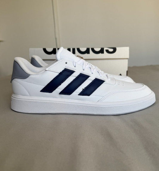 Adidas CourtBlock Men Trainers White Navy Low Tennis Shoes BNIB All Sizes