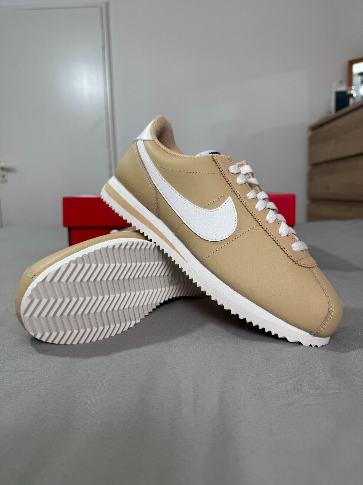 Nike Cortez Women Trainers Sesame Sail White Leather Shoes BNIB All Sizes