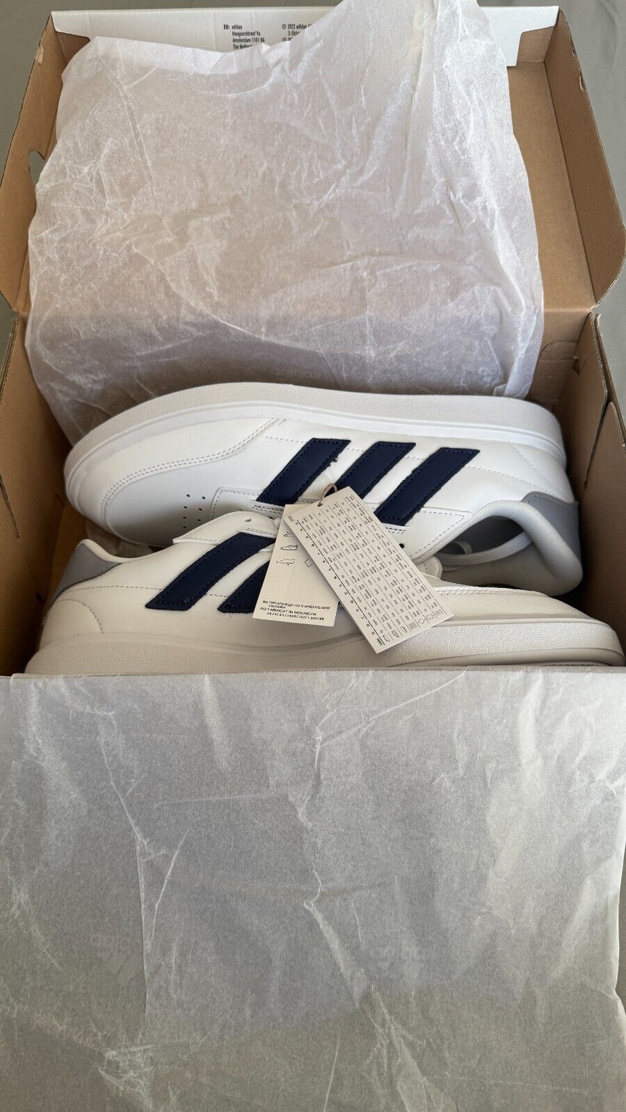 Adidas CourtBlock Men Trainers White Navy Low Tennis Shoes BNIB All Sizes