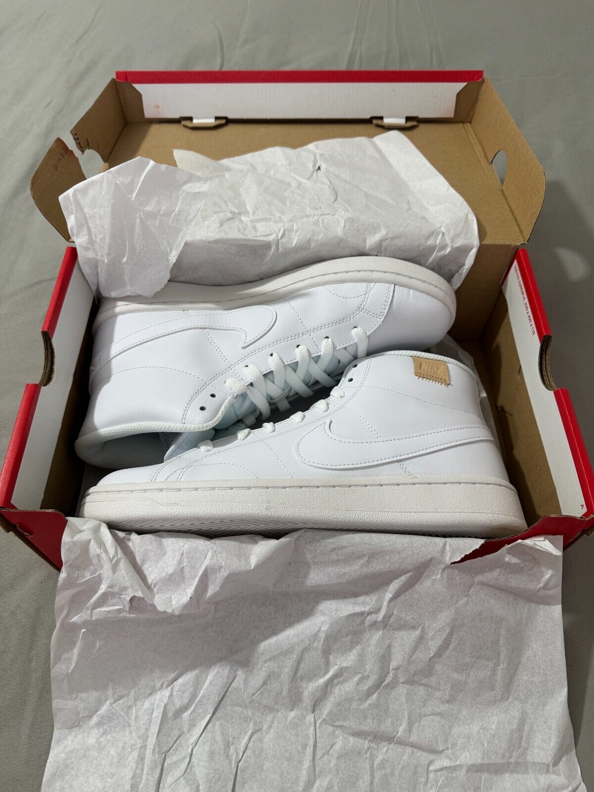 Nike Court Royale 2 Mid Women Trainers Triple White Leather Shoes BNIB All Sizes